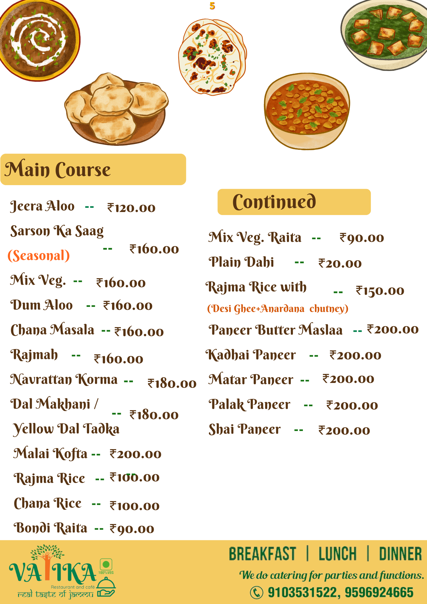 Vatika Restaurant Menu - Page 6