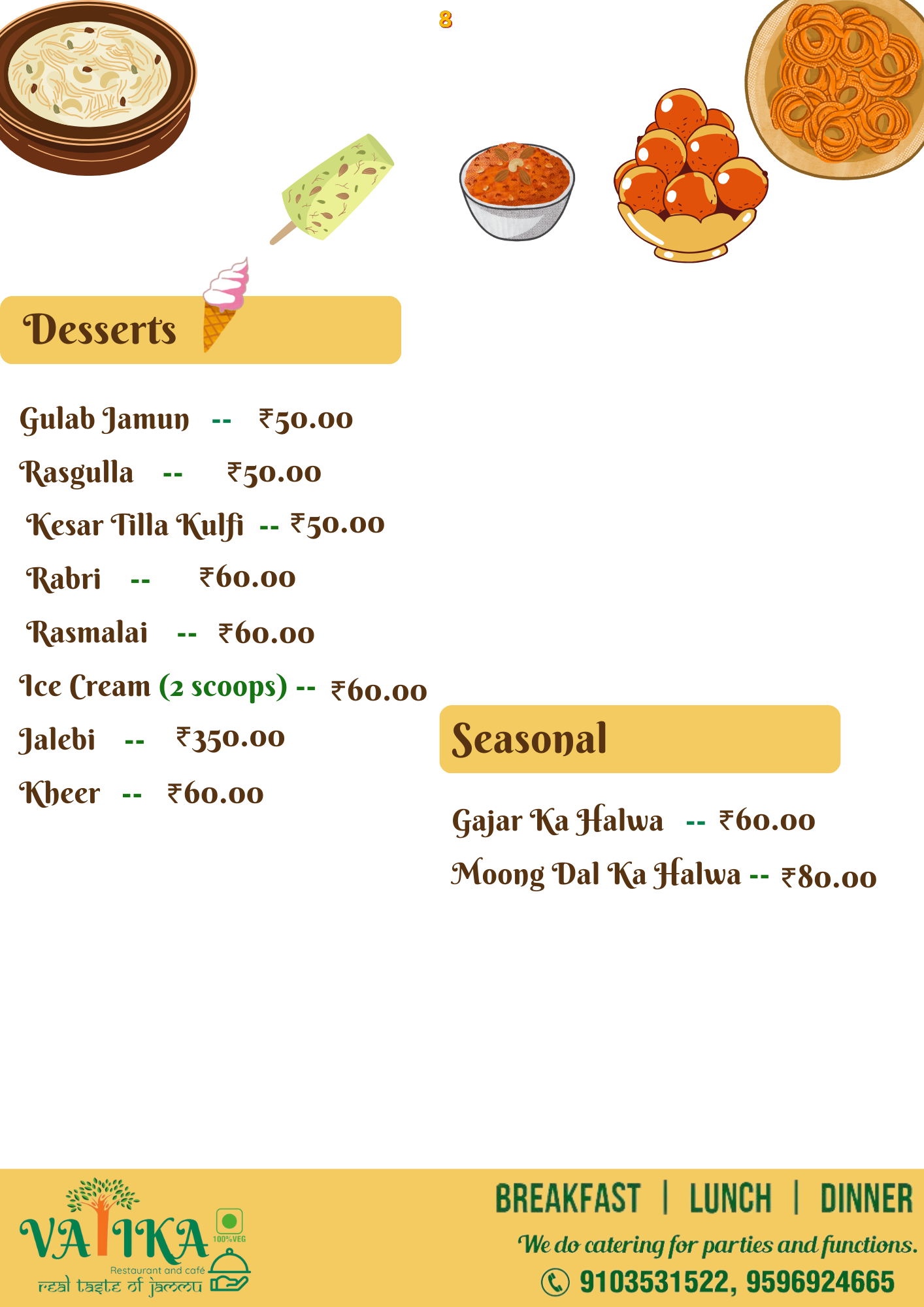 Vatika Restaurant Menu - Page 9